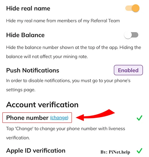 Changing the Phone Number on Pi Network